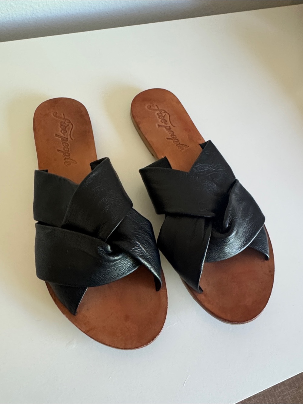 Free People Black Knot Slide Sandals 40